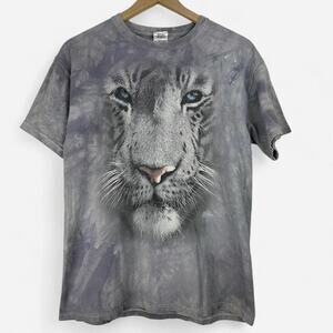 2011 the mountain white tiger face tie dye graphic tee size medium